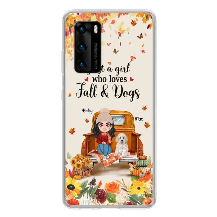 Custom Personalized Dog Mom Autumn Phone Case - Gift Idea For Dog Lovers - Upto 5 Dogs - Case For Xiaomi/ Oppo/ Huawei - Just A Girl Who Loves Fall & Dogs