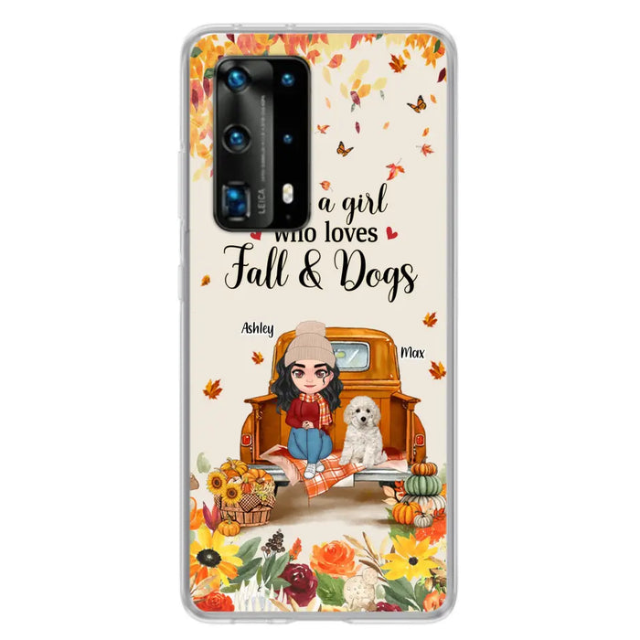 Custom Personalized Dog Mom Autumn Phone Case - Gift Idea For Dog Lovers - Upto 5 Dogs - Case For Xiaomi/ Oppo/ Huawei - Just A Girl Who Loves Fall & Dogs