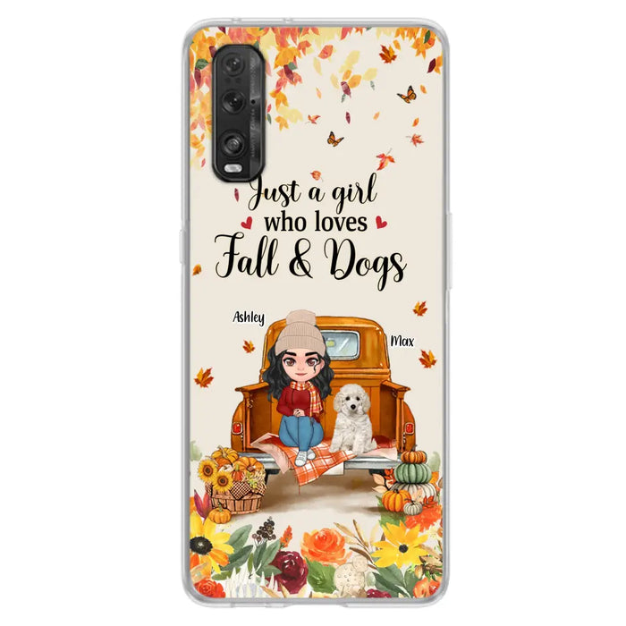 Custom Personalized Dog Mom Autumn Phone Case - Gift Idea For Dog Lovers - Upto 5 Dogs - Case For Xiaomi/ Oppo/ Huawei - Just A Girl Who Loves Fall & Dogs