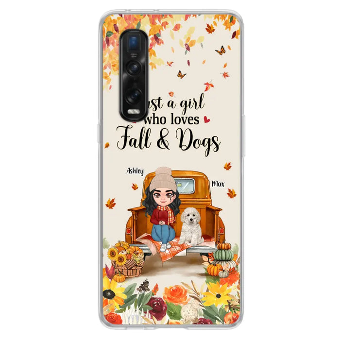 Custom Personalized Dog Mom Autumn Phone Case - Gift Idea For Dog Lovers - Upto 5 Dogs - Case For Xiaomi/ Oppo/ Huawei - Just A Girl Who Loves Fall & Dogs