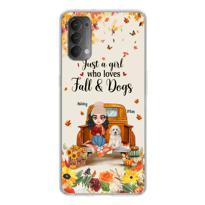 Custom Personalized Dog Mom Autumn Phone Case - Gift Idea For Dog Lovers - Upto 5 Dogs - Case For Xiaomi/ Oppo/ Huawei - Just A Girl Who Loves Fall & Dogs