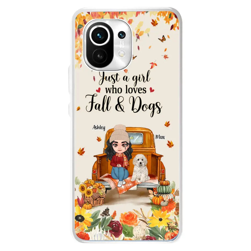 Personalized Dog Mom Autumn Phone Case - Gift Idea For Dog Lovers - Up to 5 Dogs - Case For Xiaomi/Oppo/Huawei - Just A Girl Who Loves Fall & Dogs