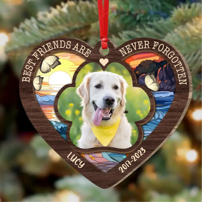 Custom Personalized Memorial Dog Wooden Ornament - Upload Photo - Memorial Gift Idea For Dog Owner - Best Friends Are Never Forgotten