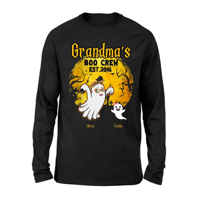 Custom Personalized Grandma Shirt/Hoodie - Halloween Gift For Grandma - Upto 7 Kids - Grandma's Boo Crew