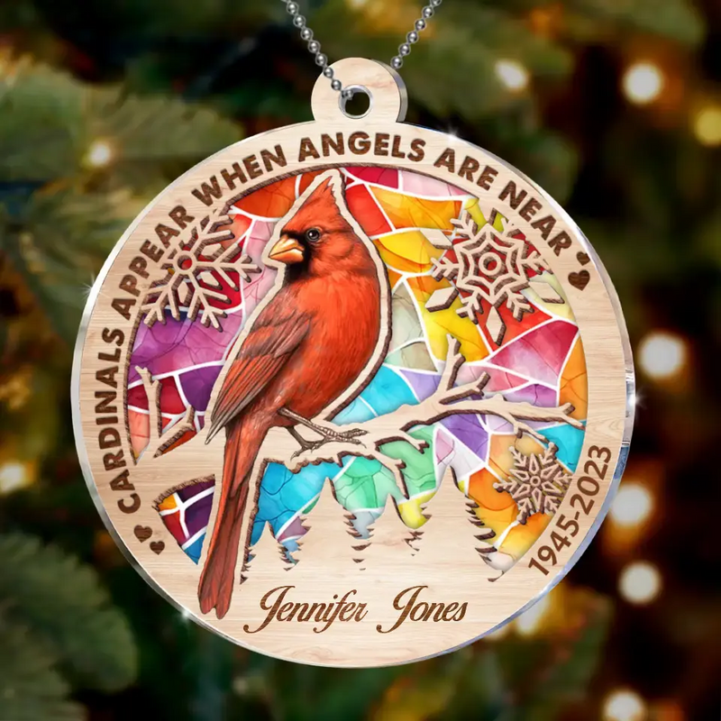 Custom Personalized Memorial Family Loss Cardinal Acrylic Ornament - Memorial Gift Idea - Cardinals Appear When Angels Are Near