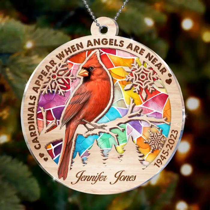 Custom Personalized Memorial Family Loss Cardinal Acrylic Ornament - Memorial Gift Idea - Cardinals Appear When Angels Are Near