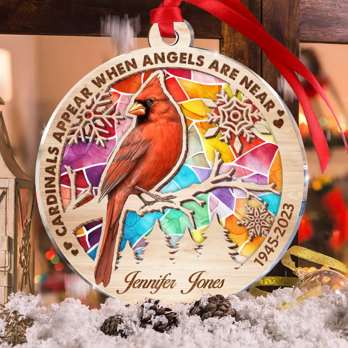 Custom Personalized Memorial Family Loss Cardinal Acrylic Ornament - Memorial Gift Idea - Cardinals Appear When Angels Are Near
