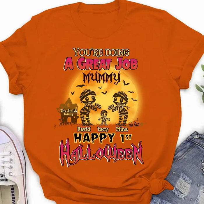 Personalized 1st Halloween Shirt/Baby Onesie - Gift Idea For Halloween/Family -You're Doing A Great Job Mummy Happy 1st Halloween