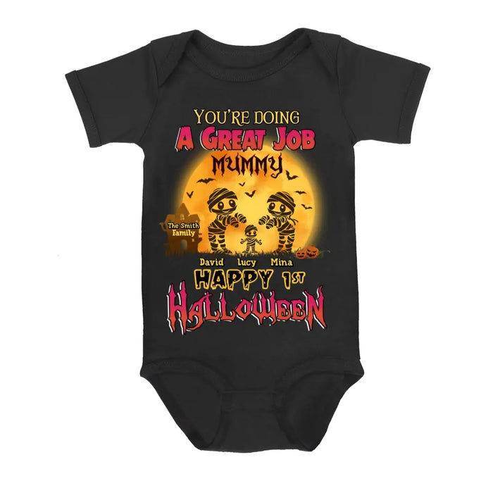 Personalized 1st Halloween Shirt/Baby Onesie - Gift Idea For Halloween/Family -You're Doing A Great Job Mummy Happy 1st Halloween