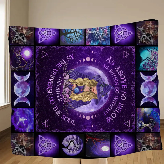 Personalized Witch Quilt/Single Layer Fleece Blanket - Halloween Gift Idea For Witch Lovers - As Above So Below As Within So Without
