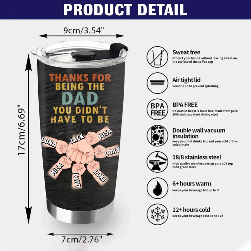 Personalized Step Father Tumbler - Gift Idea For Father's Day - Up to 6 Kids