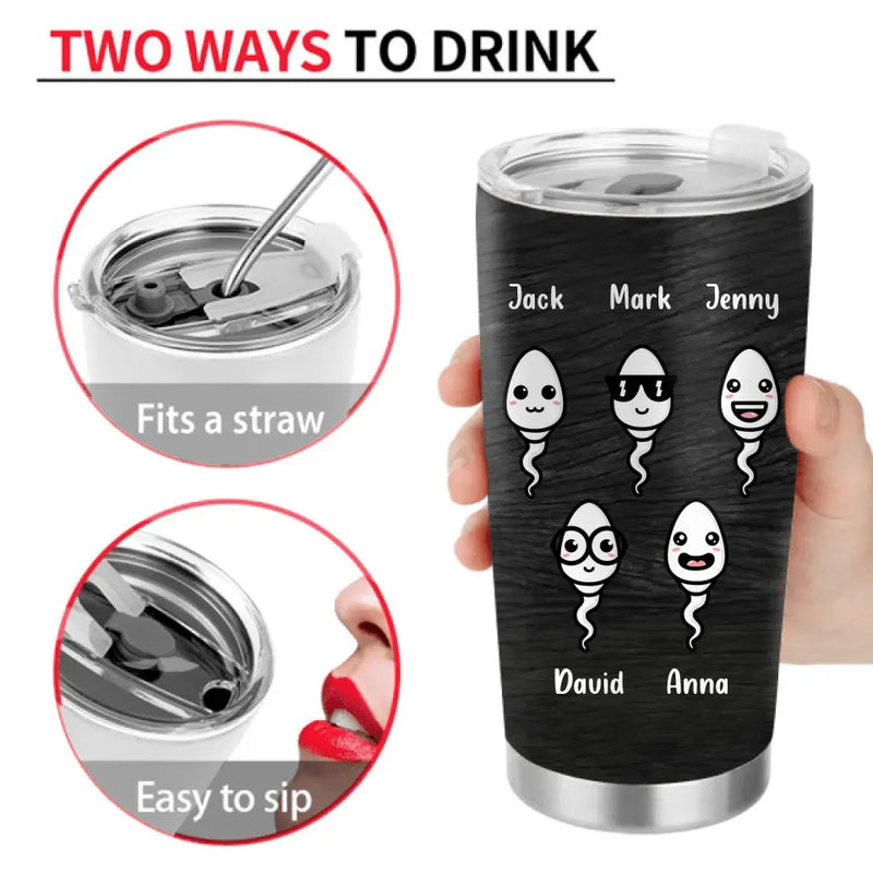 Personalized Father Tumbler - Up to 5 Kids - Best Gift Idea For Father's Day - I Can't Believe A Massive Legend Came Out Of Your Little Wiener