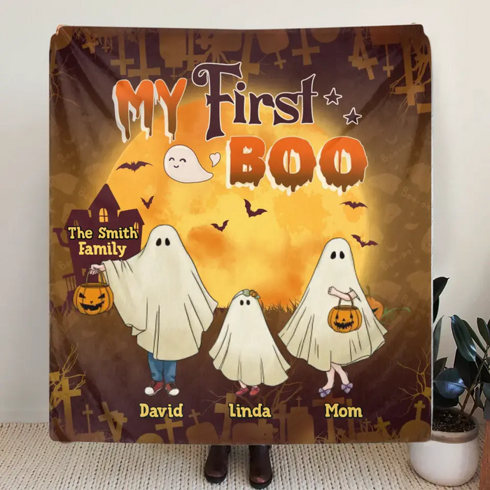 Personalized 1st Halloween Quilt/Single Layer Fleece Blanket - Gift Idea For Halloween/Family - My First Boo