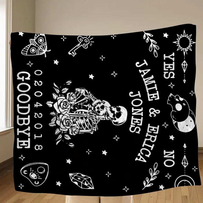 Personalized Couple Ouija Board Quilt/Single Layer Fleece Blanket - Memorial Gift Idea For Halloween - Goodbye