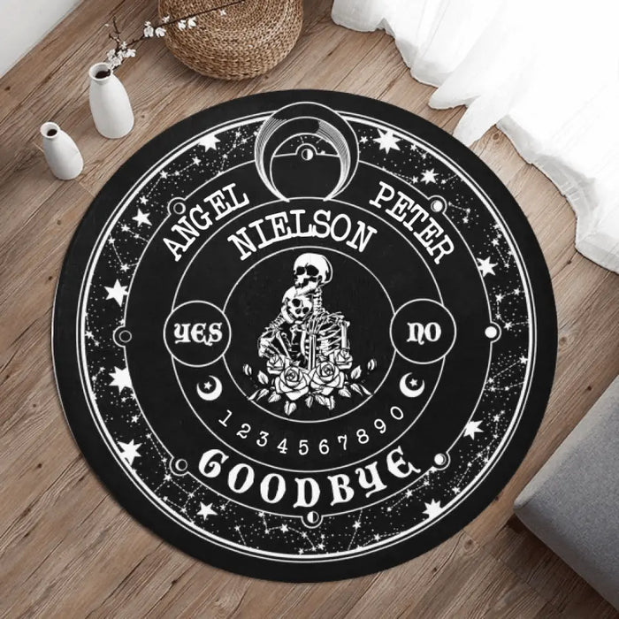 Personalized Couple Ouija Board Round Rug - Memorial Gift Idea For Halloween - Goodbye