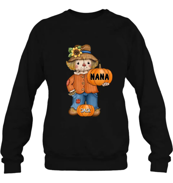 Custom Personalized Scrarecrow Shirt/Hoodie - Upto 10 Kids - Halloween Gift for Grandma/Mom