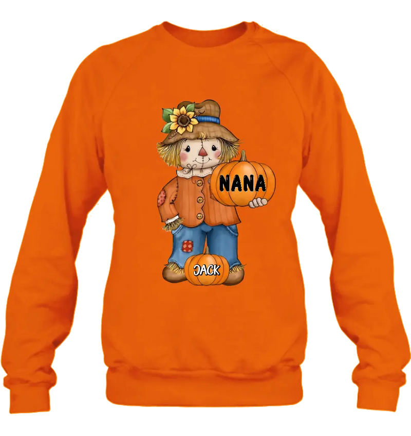 Personalized Scrarecrow Shirt/Hoodie - Up to 10 Kids - Halloween Gift for Grandma/Mom