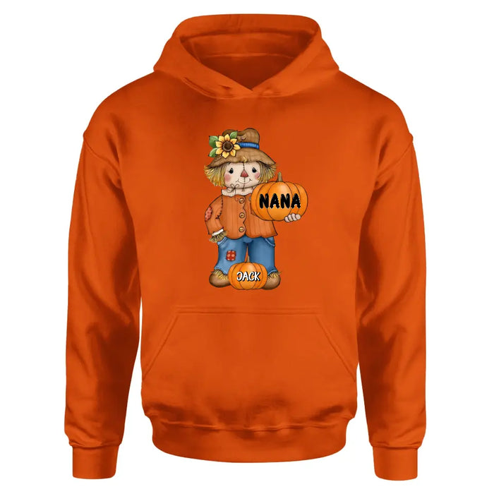 Custom Personalized Scrarecrow Shirt/Hoodie - Upto 10 Kids - Halloween Gift for Grandma/Mom