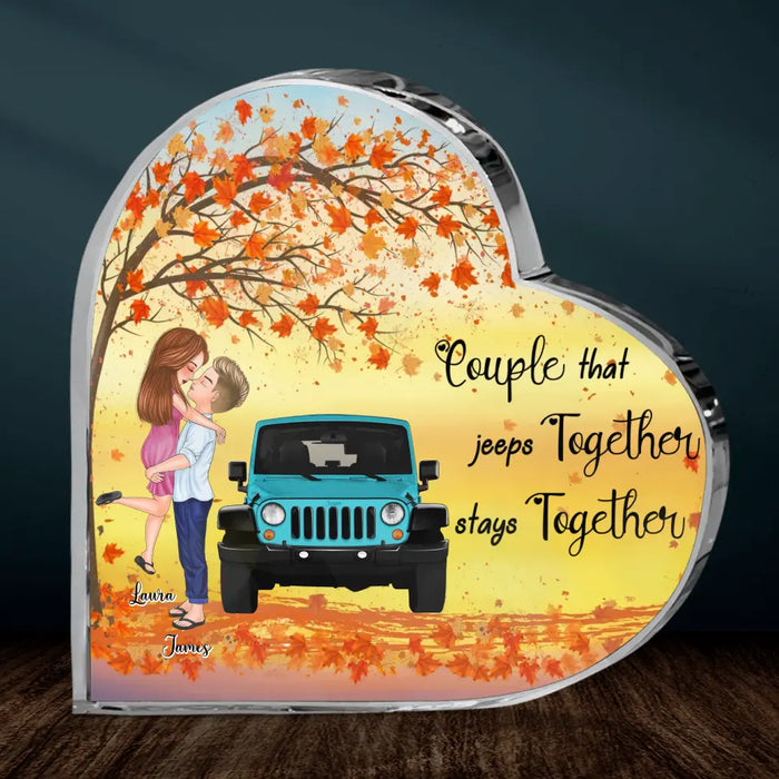 Couple That Jeeps Together Stays Together - Personalized Couple Crystal Heart - Gift Idea For Couple/ Her/ Him/ Off-road Lovers