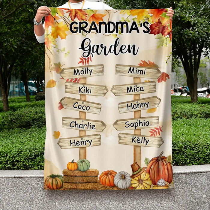 Personalized Grandma Flag Sign - Gift Idea For Grandma - Upto 10 Kids - Grandma's Garden