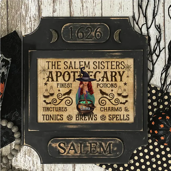 The Salem Sisters Apothecary - Personalized Halloween Wooden Sign - Gift Idea For Halloween/ Witch/ Pagan/ Wicca Decor