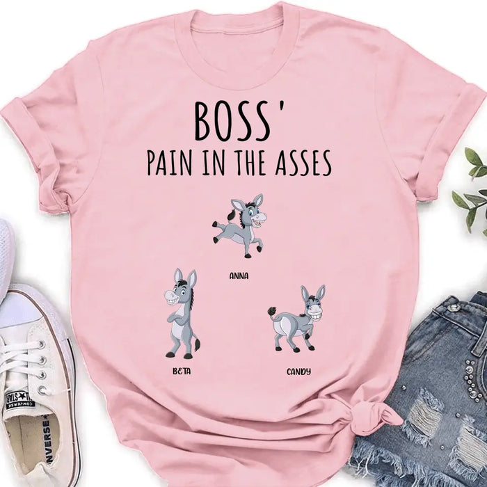 Custom Personalized Donkeys Shirt/ Hoodie - Gift Idea For Family/ Grandma/ Papa - Upto 12 Donkeys - Boss' Little Asses