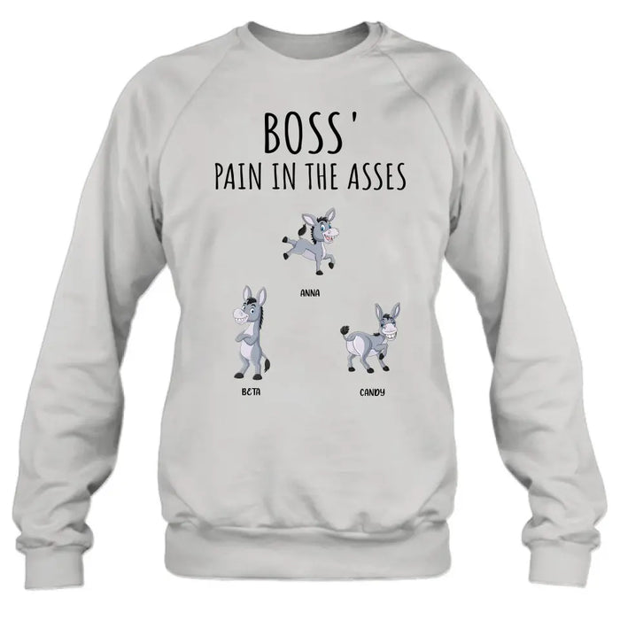 Custom Personalized Donkeys Shirt/ Hoodie - Gift Idea For Family/ Grandma/ Papa - Upto 12 Donkeys - Boss' Little Asses