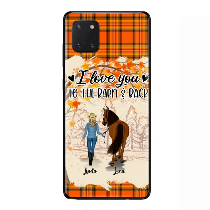 Personalized Horse Girl Phone Case - Gift Idea For Horse Lovers - Up To 6 Horses - I Love You To The Barn & Back - Cases For iPhone/Samsung