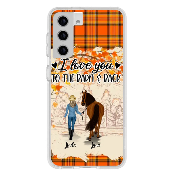 Personalized Horse Girl Phone Case - Gift Idea For Horse Lovers - Up To 6 Horses - I Love You To The Barn & Back - Cases For iPhone/Samsung