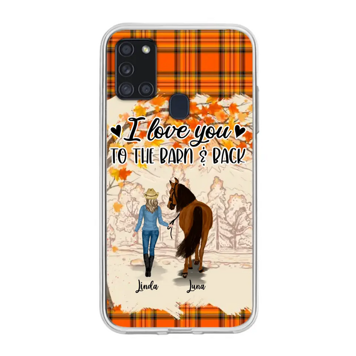 Personalized Horse Girl Phone Case - Gift Idea For Horse Lovers - Up To 6 Horses - I Love You To The Barn & Back - Cases For iPhone/Samsung