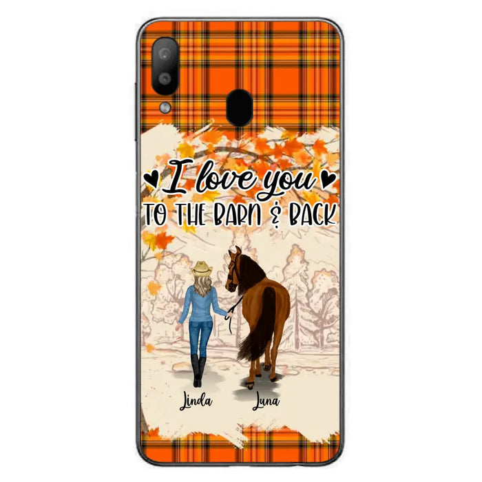 Personalized Horse Girl Phone Case - Gift Idea For Horse Lovers - Up To 6 Horses - I Love You To The Barn & Back - Cases For iPhone/Samsung