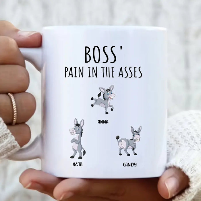 Custom Personalized Donkeys Coffee Mug - Gift Idea For Family/ Grandma/ Papa - Upto 12 Donkeys - Boss' Little Asses