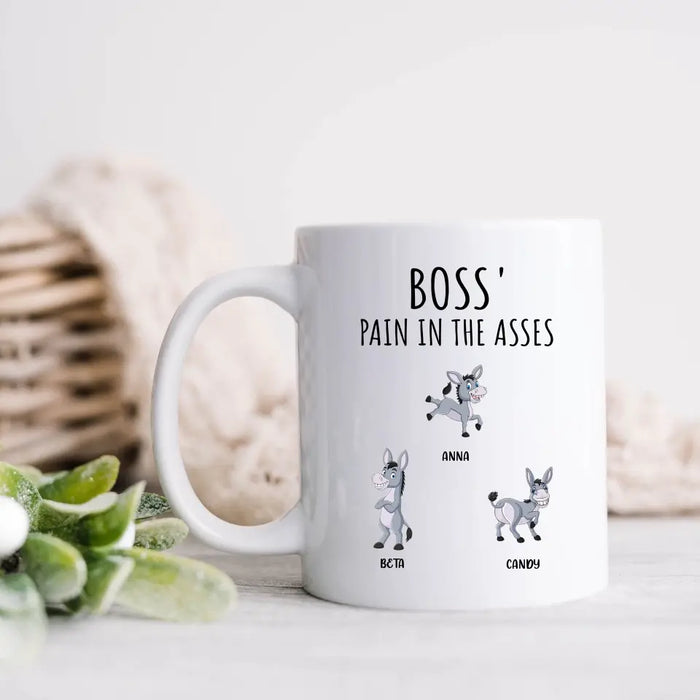 Custom Personalized Donkeys Coffee Mug - Gift Idea For Family/ Grandma/ Papa - Upto 12 Donkeys - Boss' Little Asses