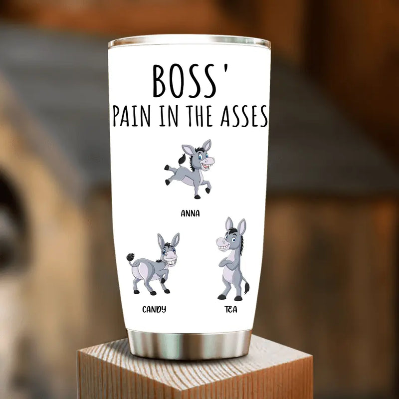 Personalized Donkeys Tumbler - Gift Idea For Family/Grandma/Papa - Up to 9 Donkeys - Boss' Little Asses