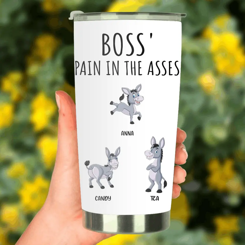 Personalized Donkeys Tumbler - Gift Idea For Family/Grandma/Papa - Up to 9 Donkeys - Boss' Little Asses