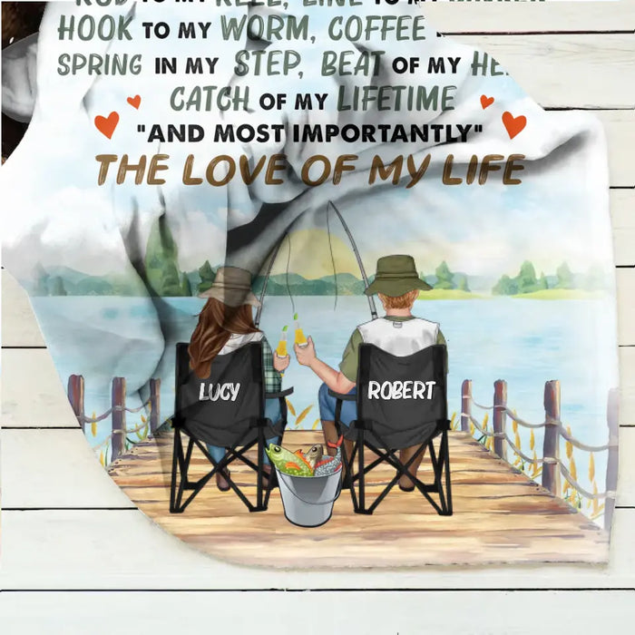 Custom Personalized Fishing Couple Quilt/Single Layer Fleece Blanket - Gift Idea for Couple - You Are The Rod To My Reel