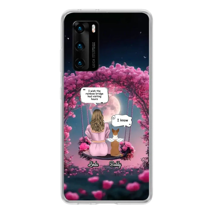 Custom Memorial Dog Mom Phone Case - Upto 4 Dogs - Memorial Gift Idea For Dog Owners - I Wish The Rainbow Bridge Had Visiting Hours - Case For Oppo/Xiaomi/Huawei