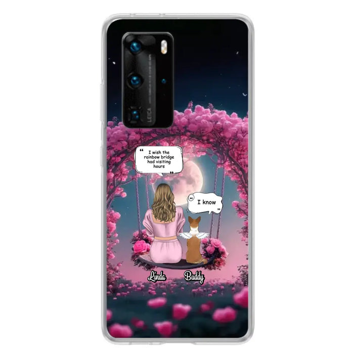 Custom Memorial Dog Mom Phone Case - Upto 4 Dogs - Memorial Gift Idea For Dog Owners - I Wish The Rainbow Bridge Had Visiting Hours - Case For Oppo/Xiaomi/Huawei