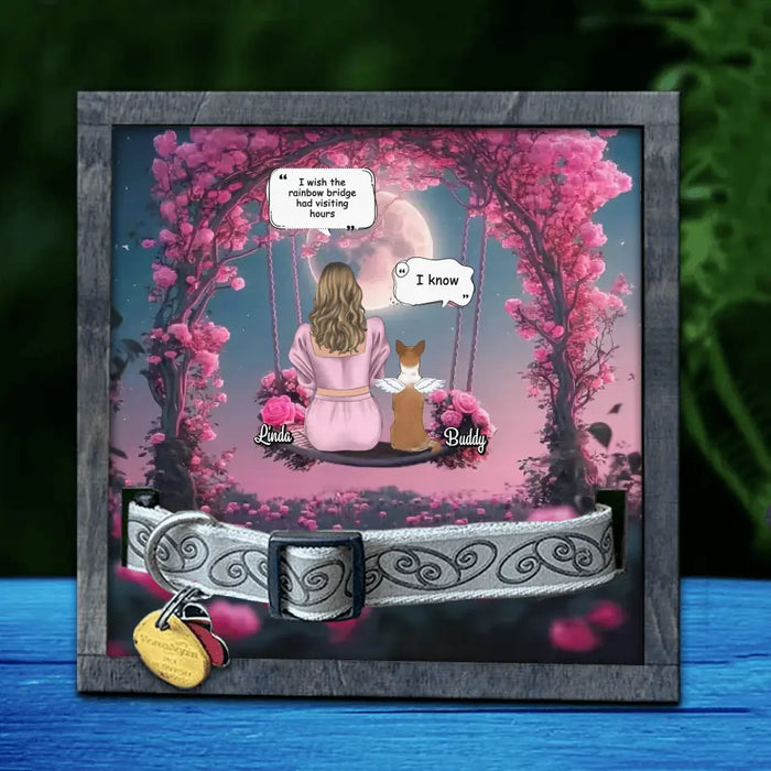 Custom Memorial Dog Mom Loss Frame - Up to 4 Dogs - Memorial Gift Idea For Dog Owners - I Wish The Rainbow Bridge Had Visiting Hours