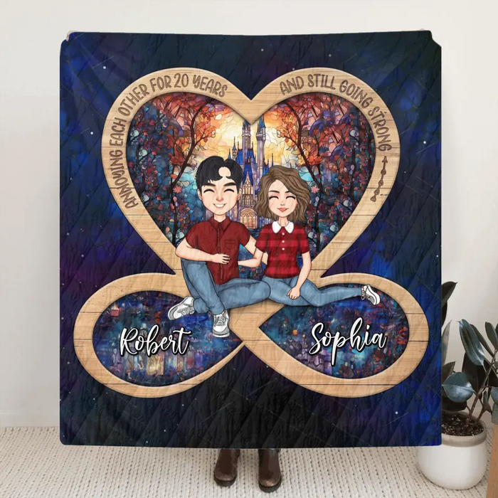 Custom Personalized Infinity Heart Couple Fleece/ Quilt Blanket - Gift Idea For Wife/Husband/Couple - Anniversary Gift - Annoying Each Other For 20 Years And Still Going Strong