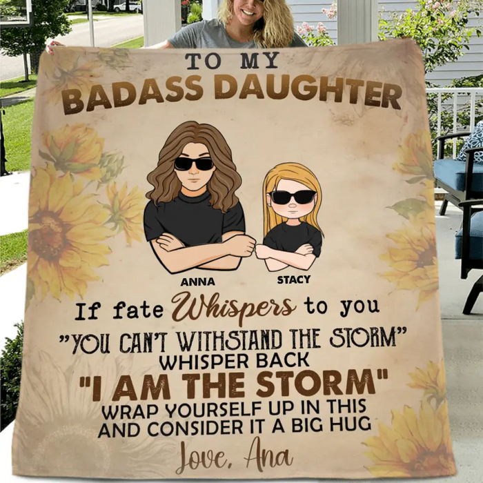 Custom Personalized To My Badass Daughter/ Son Quilt/Single Layer Fleece Blanket - Gift Idea From Mom - Wrap Yourself Up In This And Consider It A Big Hug