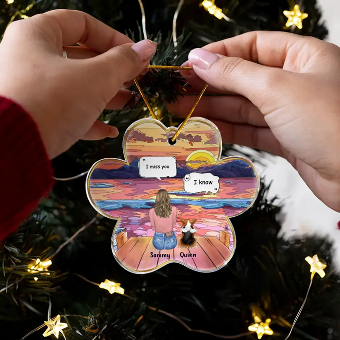 Custom Personalized Memorial Acrylic Ornament - Christmas Gift Idea For Dog/ Cat/ Rabit Lover with up to 3 Pets - I Miss You