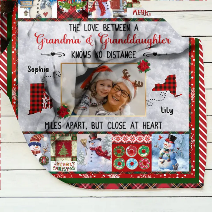 Personalized Upload Photo Single Layer Fleece/ Quilt Blanket - Gift Idea For Grandma/ Kid - The Love Between A Grandma & Granddaughter Knows No Distance