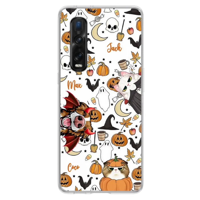 Custom Personalized Halloween Pet Phone Case - Upto 3 Pets - Gift Idea For Dog/Cat Owners - Case for Oppo/Xiaomi/Huawei