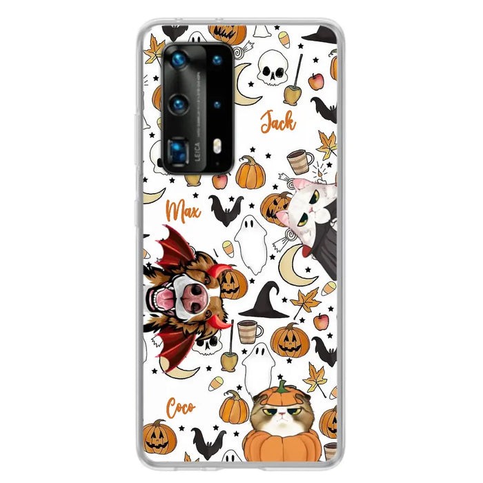 Custom Personalized Halloween Pet Phone Case - Upto 3 Pets - Gift Idea For Dog/Cat Owners - Case for Oppo/Xiaomi/Huawei