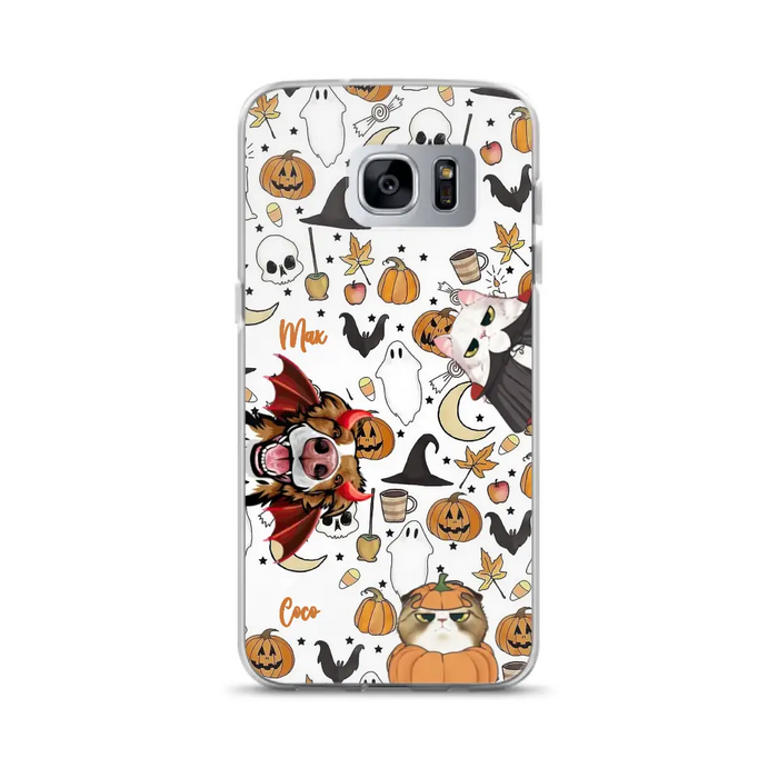 Custom Personalized Halloween Pet Phone Case - Upto 3 Pets - Gift Idea For Dog/Cat Owners - Case for iPhone/Samsung