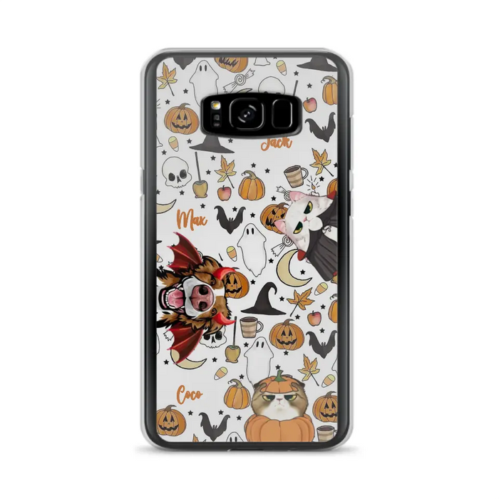 Custom Personalized Halloween Pet Phone Case - Upto 3 Pets - Gift Idea For Dog/Cat Owners - Case for iPhone/Samsung