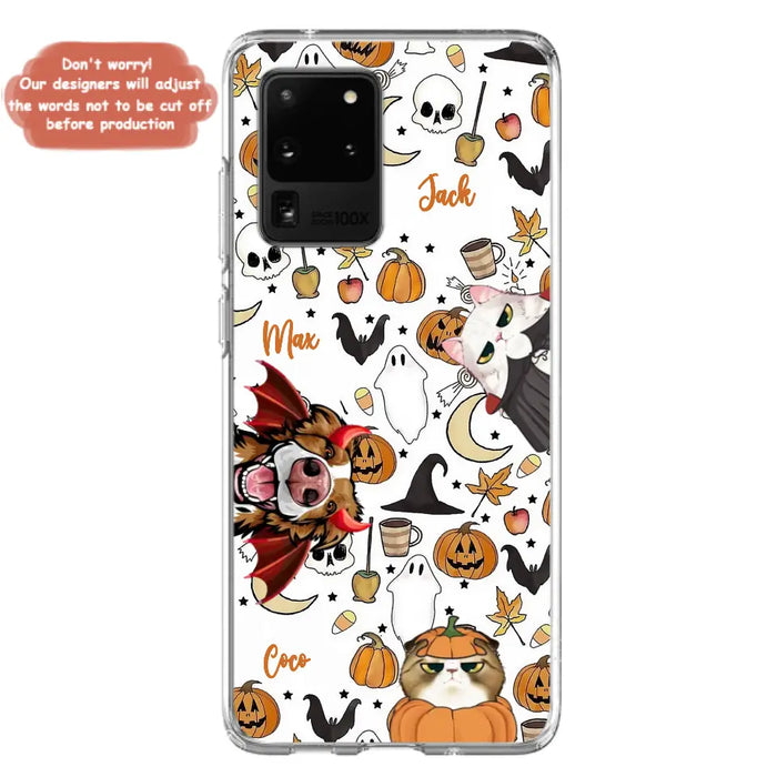 Custom Personalized Halloween Pet Phone Case - Upto 3 Pets - Gift Idea For Dog/Cat Owners - Case for iPhone/Samsung