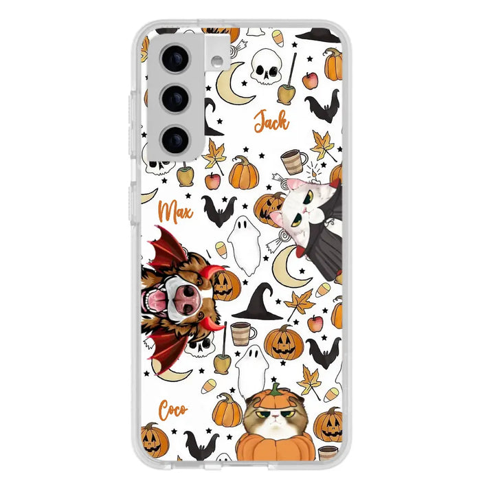 Custom Personalized Halloween Pet Phone Case - Upto 3 Pets - Gift Idea For Dog/Cat Owners - Case for iPhone/Samsung