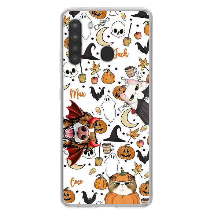 Custom Personalized Halloween Pet Phone Case - Upto 3 Pets - Gift Idea For Dog/Cat Owners - Case for iPhone/Samsung